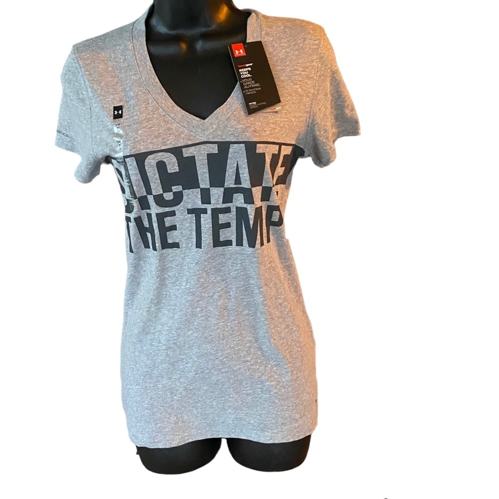 Under Armour Dictate The Tempo NWT Womens Fitted V Neck Workout Shirt Size Small